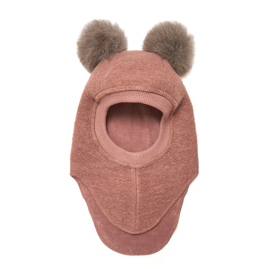 Balaclava Pompoms Big Bear Heather Rose