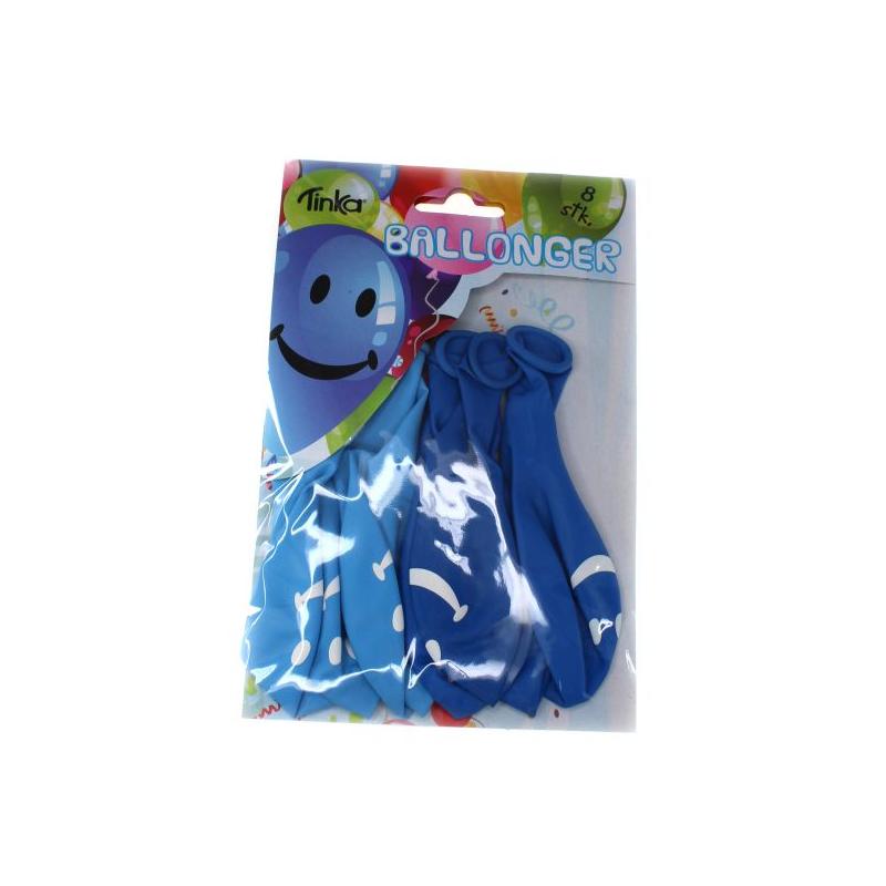 BALLONGER SMILEY BLÅ, 8 PK