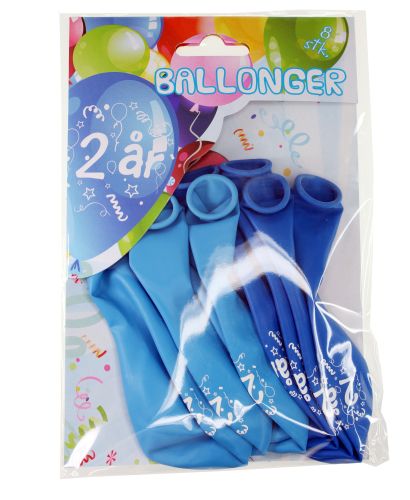 BALLONGER 2 ÅR BLÅ, 8 PK