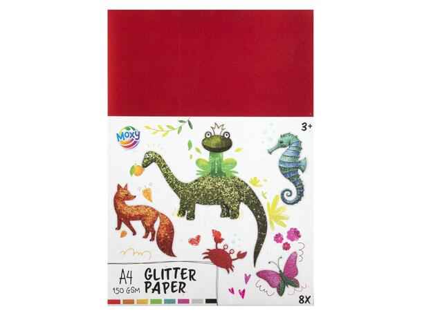 GLITTERPAPIR A4 - 150G - 8 SIDER