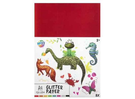 GLITTERPAPIR A4 - 150G - 8 SIDER