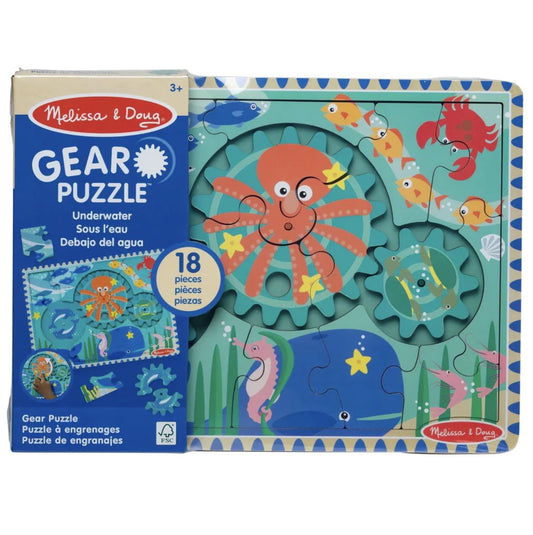 Underwater wooden gear puzzle