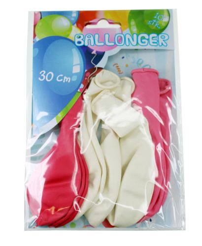 BALLONGER ROSA/HVIT, 10 PK